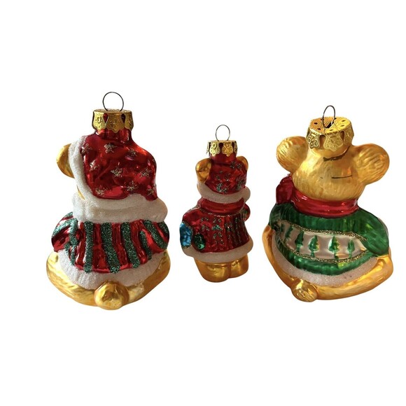 Vintage Blown Glass Teddy Bear Ornaments Set Of 3 - Picture 3 of 5